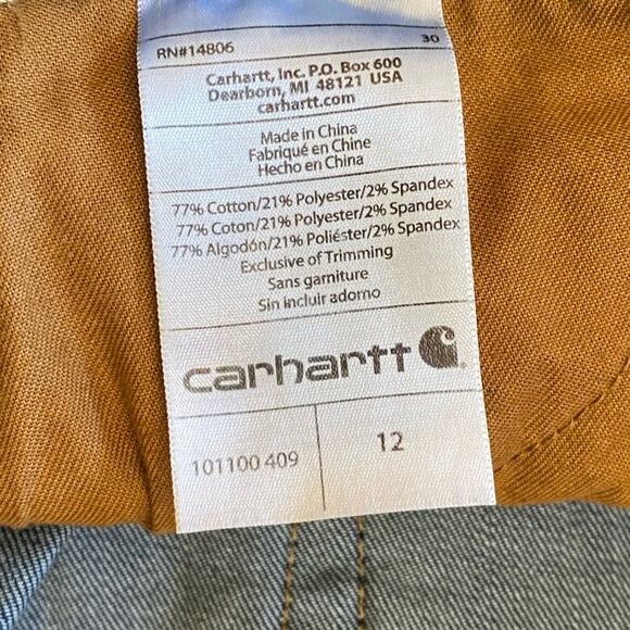 Carhartt Original Fit Womens Size 12 Denim Shorts cotton, poly, spandex blend - Picture 4 of 4
